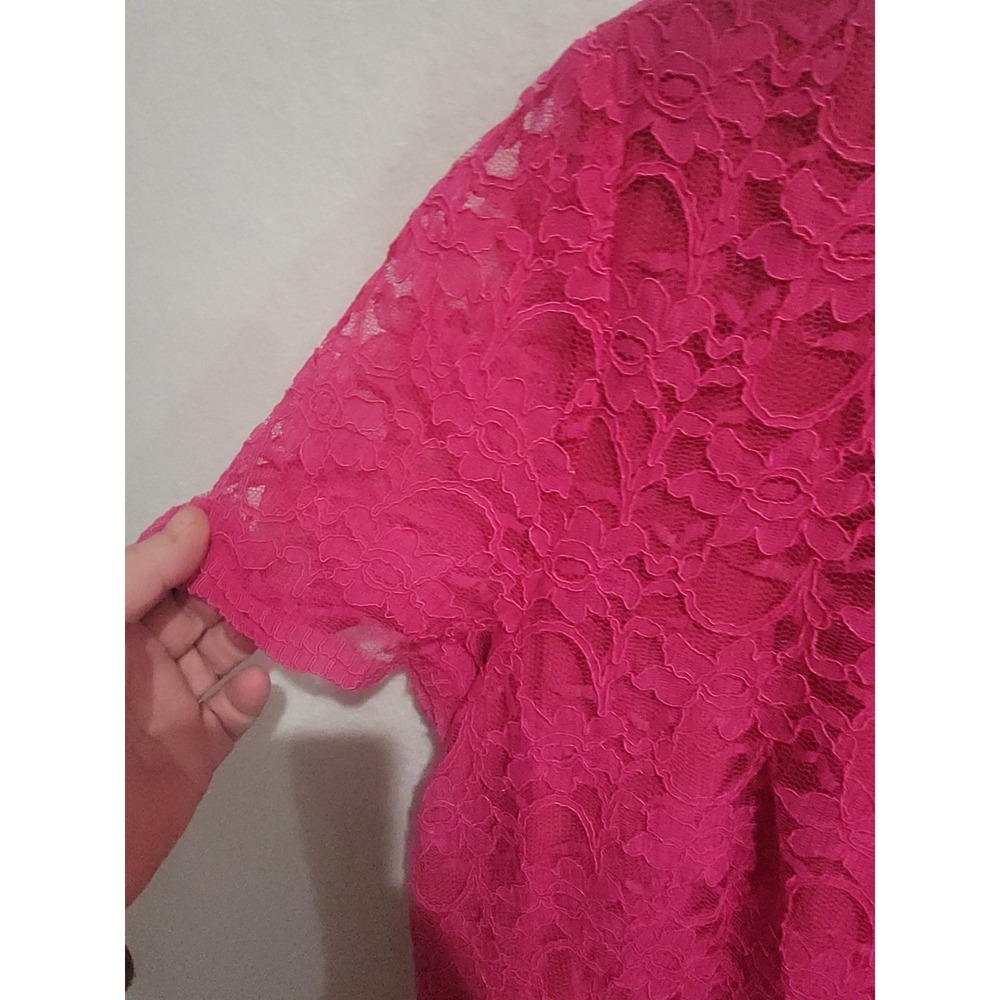 Lauren Ralph Lauren Fuchsia Pink Lace Sheath Dress Women's‎ Size 16 Short Sleeve - Picture 5 of 10